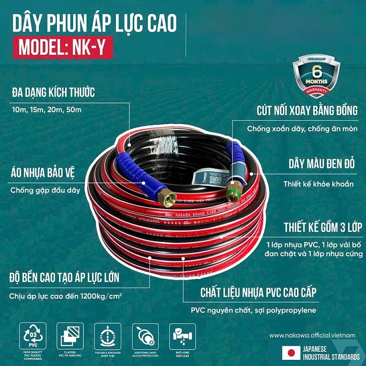 Dây phun xịt áp lực NAKAWA 8.5mm NK-Y20