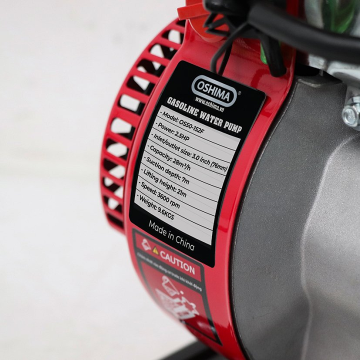 Máy bơm nước chạy xăng OSHIMA OS50-152F 2.5HP đỏ 4 thì