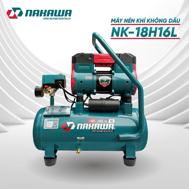 Máy nén khí không dầu tốc nhanh siêu êm 1.8HP NAKAWA NK-18H16L