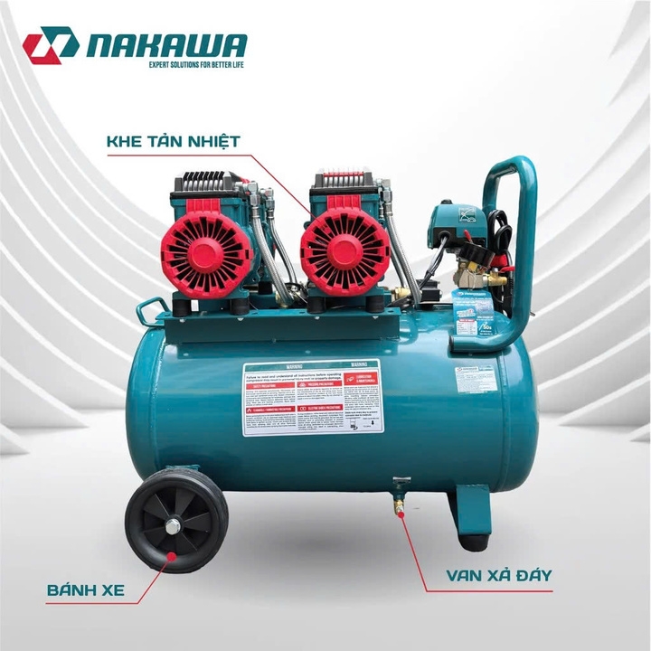Máy nén khí không dầu tốc nhanh siêu êm NAKAWA 5.6HP NK-56H52L