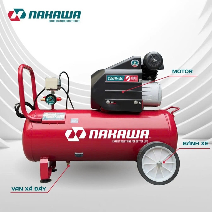Máy nén khí đầu liền có dầu 3.8HP NAKAWA NK55PRO 55L