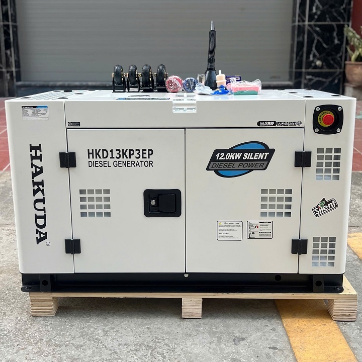 Máy phát điện chạy dầu HAKUDA 12KW HKD13KP3EP New 3 pha chống ồn