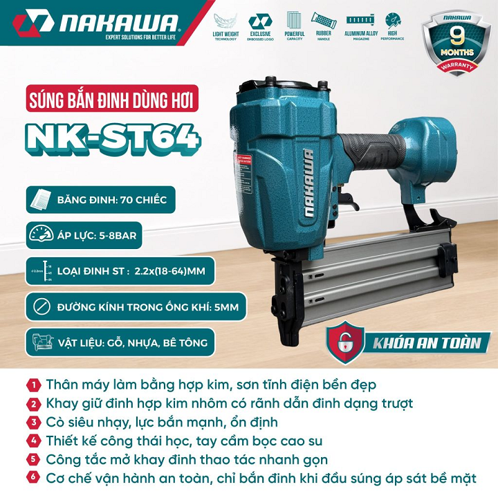 Súng bắn đinh bê tông NAKAWA NK-ST64