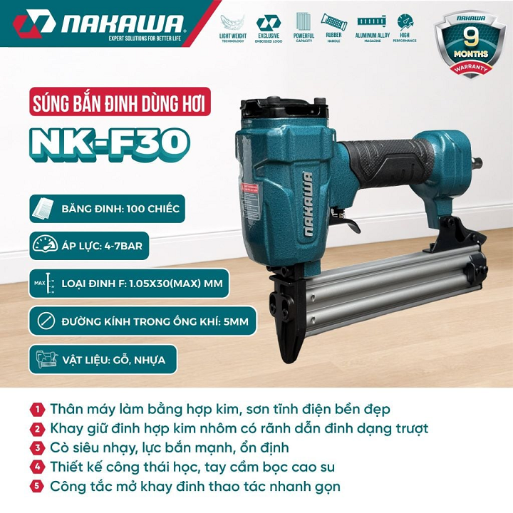 Máy bắn đinh thẳng NAKAWA NK-F30