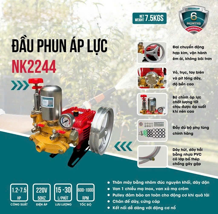 Đầu phun xịt áp lực 2HP NAKAWA NK-2244