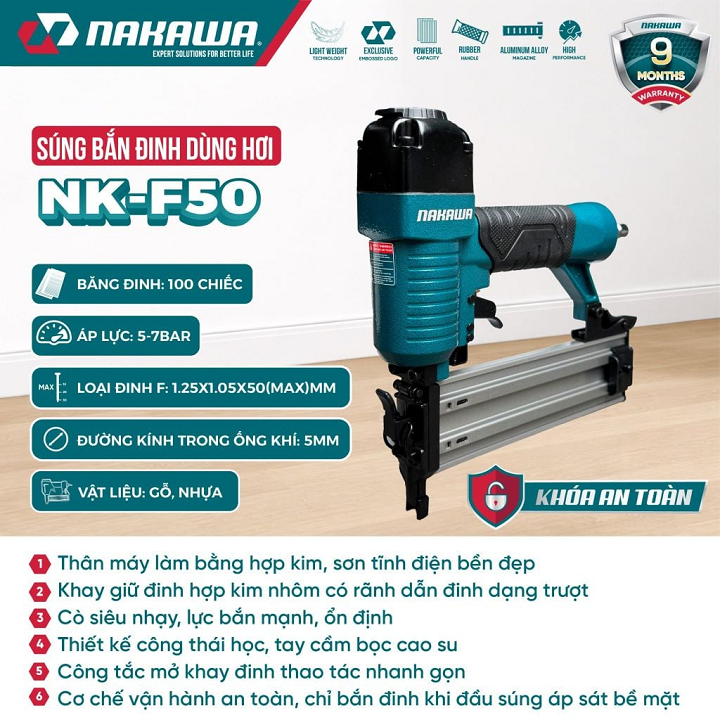 Máy bắn đinh thẳng NAKAWA NK-F50