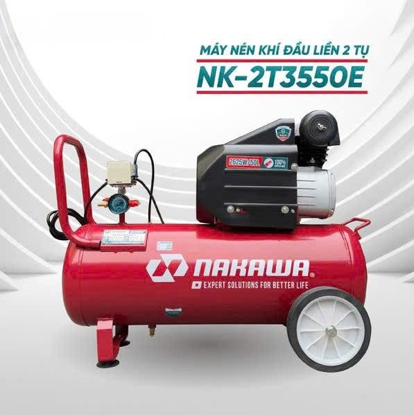 Máy nén khí đầu liền 2 tụ 3.5HP NAKAWA NK2T3550E 50L