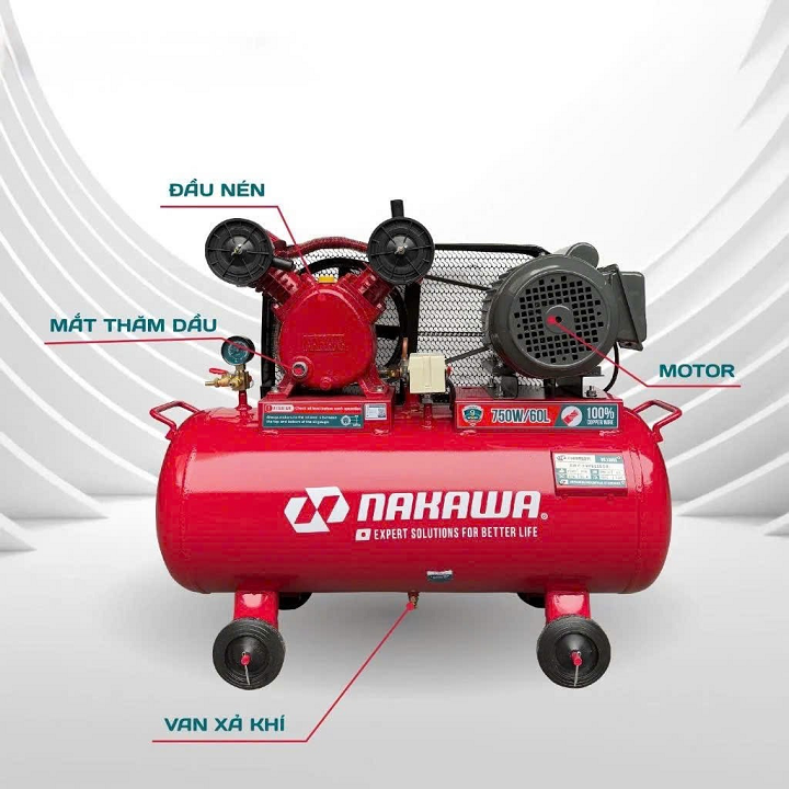 Máy nén khí dây đai 1HP NAKAWA NK1060PRO 60L