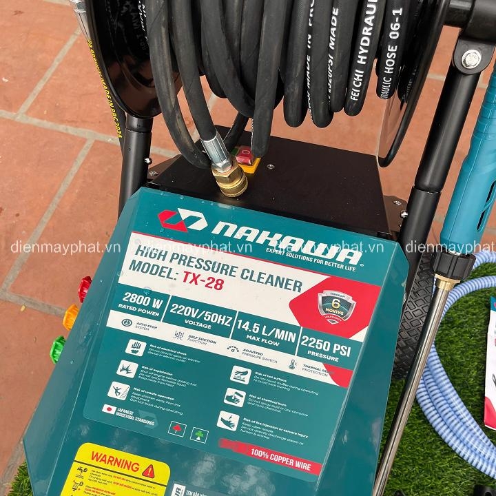 Máy Phun Rửa Xe Công Nghiệp 2.8KW Nakawa TX-28 2550PSI
