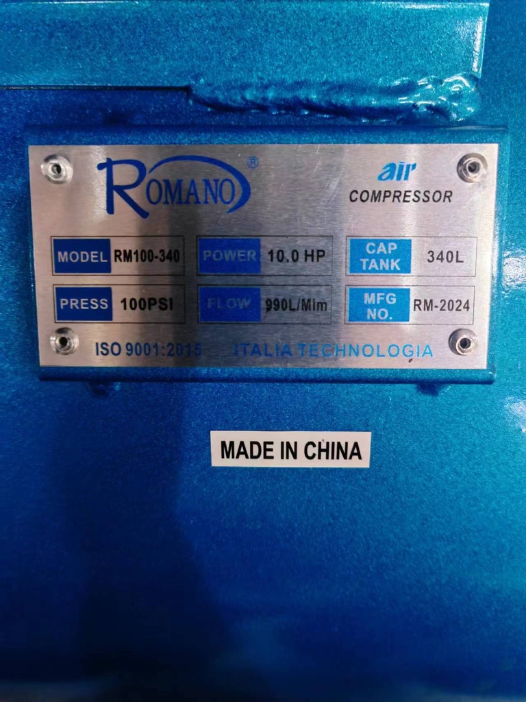 Máy Nén Khí Dây Đai 10HP 340L Romano RM100-340