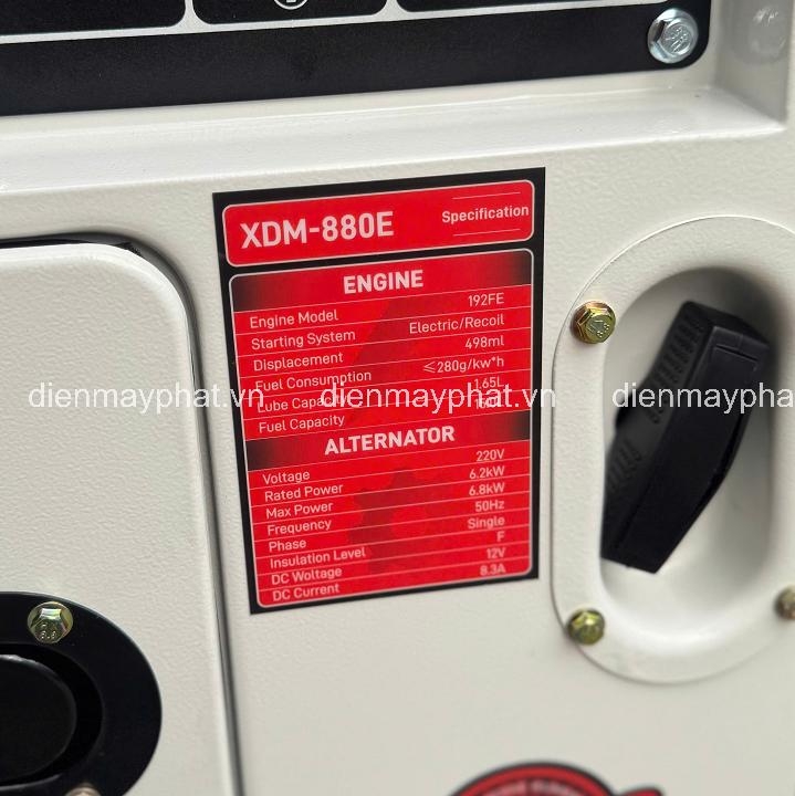 Máy phát điện chạy dầu MACTOOL 6KW XDM-880E chống ồn