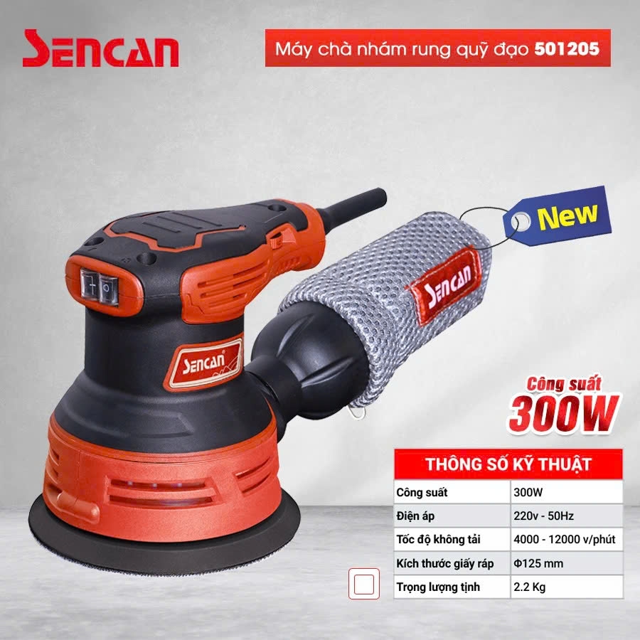 Máy chà nhám rung quỹ đạo 300W Sencan 501205