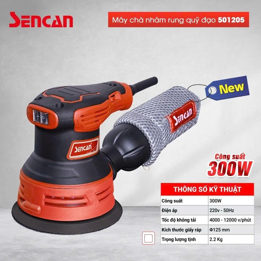 Máy chà nhám rung quỹ đạo 300W Sencan 501205