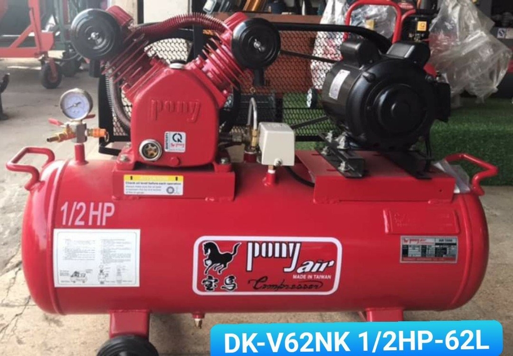 Máy Nén Khí Dây Đai Pony 1/2HP 62L DK-V62L