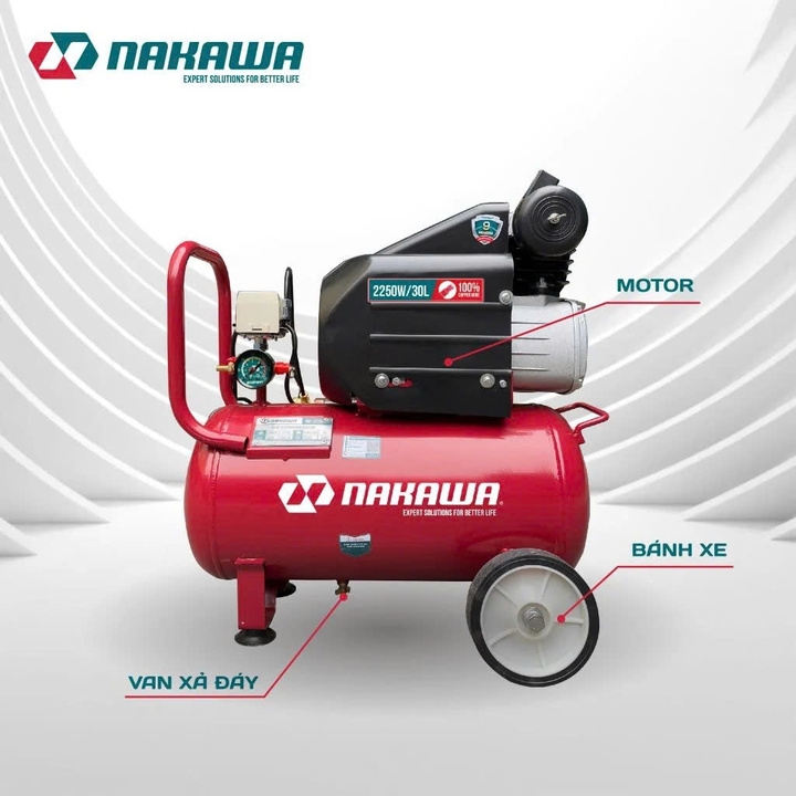 Máy nén khí đầu liền có dầu 3HP NAKAWA NK30PRO 30L
