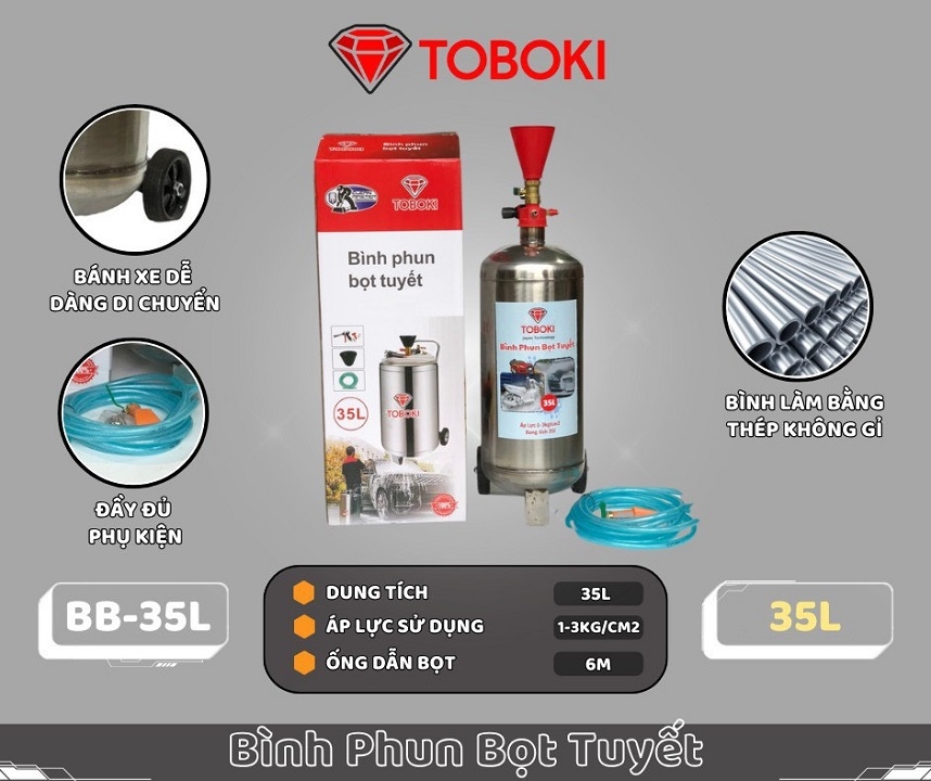 Bình Phun Bọt Tuyết Inox 35L Toboki BB-35L