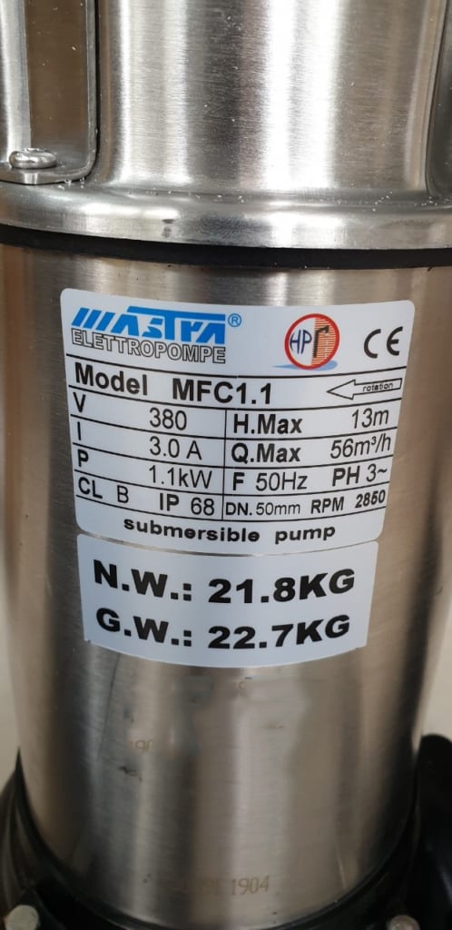 Máy Bơm Chìm Mastra 1.5HP MBA 1100-MFC 1.1