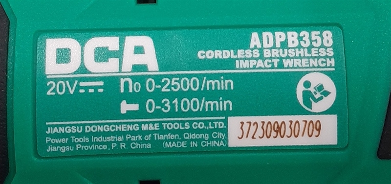 Máy siết bu lông dùng pin 20V DCA ADPB358EM (2 pin 1 sạc)