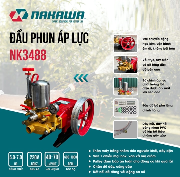 Đầu xịt áp lực NAKAWA NK-3488 7HP