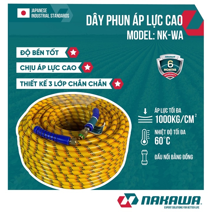 Dây phun xịt áp lực cao NAKAWA 8.5mm NK-WA50 dài 50 mét