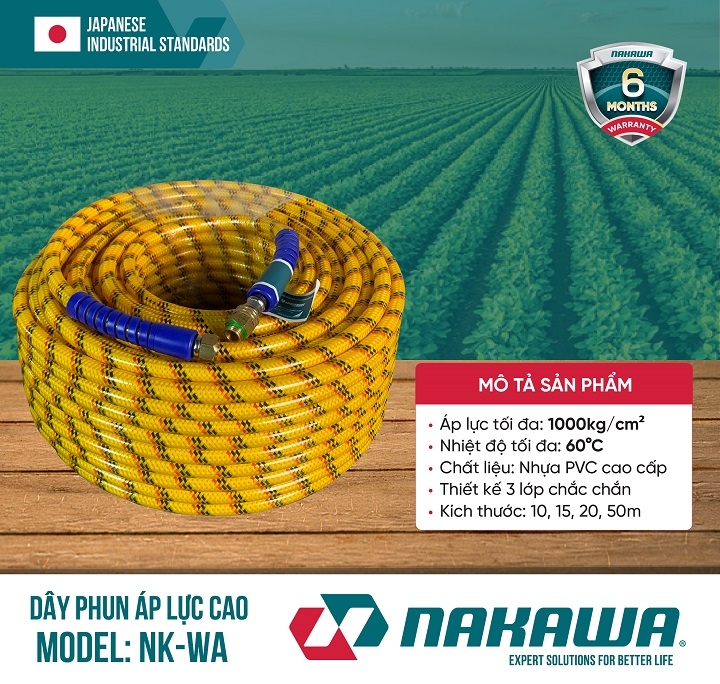 Dây phun xịt áp lực cao NAKAWA 8.5mm NK-WA20 dài 20 mét