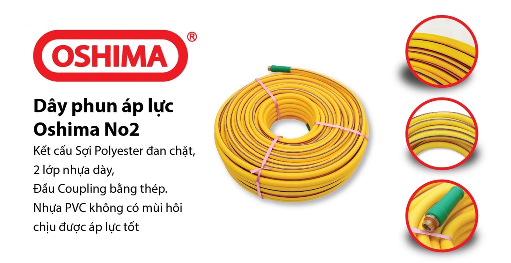 Dây Phun Xịt Áp Lực Oshima NO2 6.5mmx50m