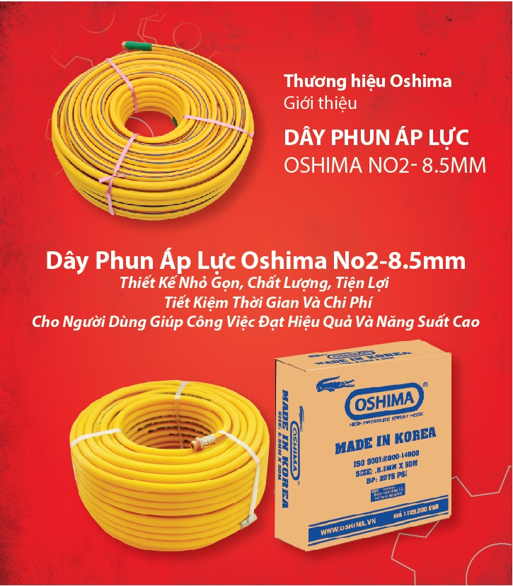 Dây Phun Xịt Áp Lực Oshima NO2 8.5mmx50m