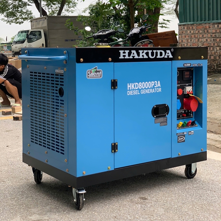 Máy phát điện chạy dầu diesel 8KW HAKUDA HKD8000P3A 3 pha có đề