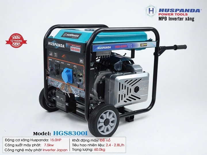Máy phát điện chạy xăng inverter HUSPANDA 7.5KW HGS8300I