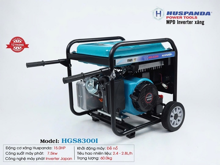 Máy phát điện chạy xăng inverter HUSPANDA 7.5KW HGS8300I