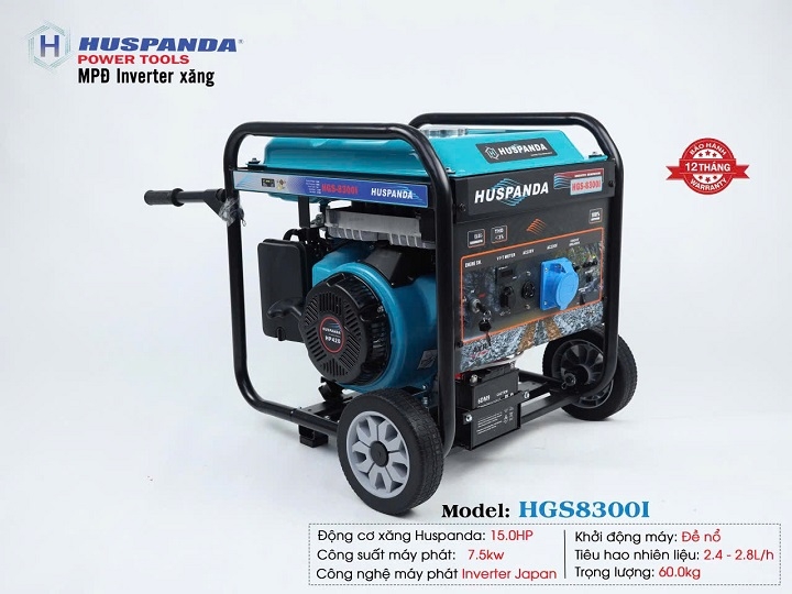 Máy phát điện chạy xăng inverter HUSPANDA 7.5KW HGS8300I