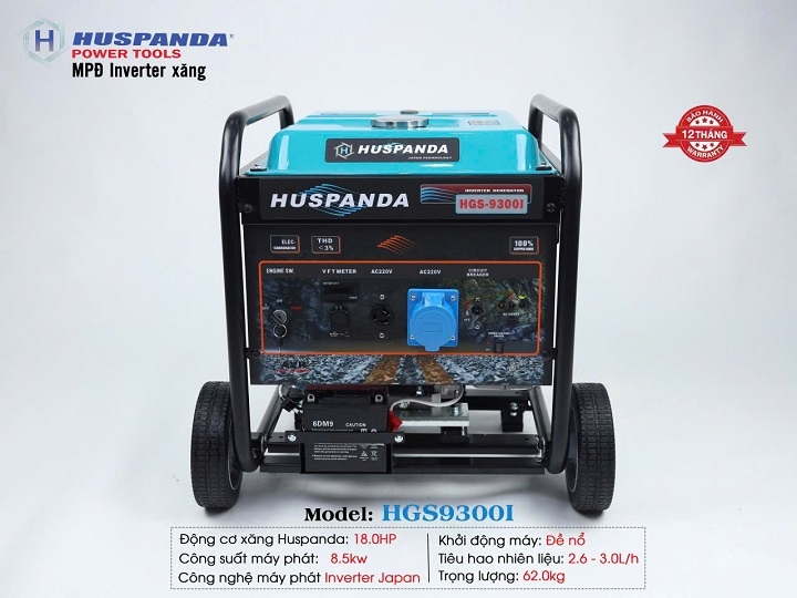 Máy phát điện chạy xăng inverter HUSPANDA 8.5KW HGS9300I