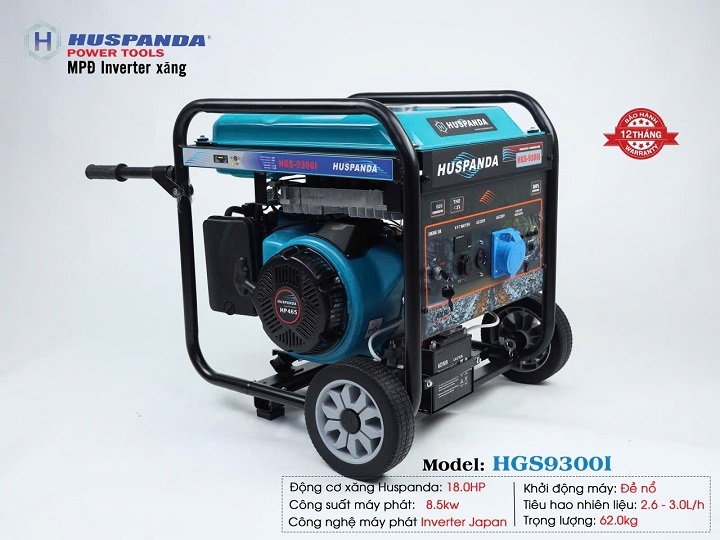 Máy phát điện chạy xăng inverter HUSPANDA 8.5KW HGS9300I