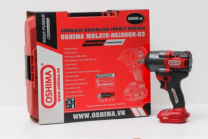 Máy Mở Bu Lông Pin Lithium Oshima MBL21V-NG1000N-D3 (Đã Bao Gồm Pin, Sạc)