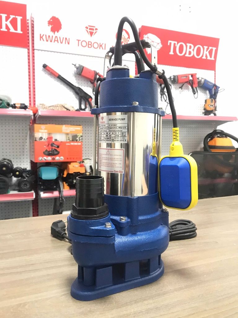 Máy bơm tõm thả chìm nước thải TOBOKI 1100W TK-V1100 có phao có dao chém rác