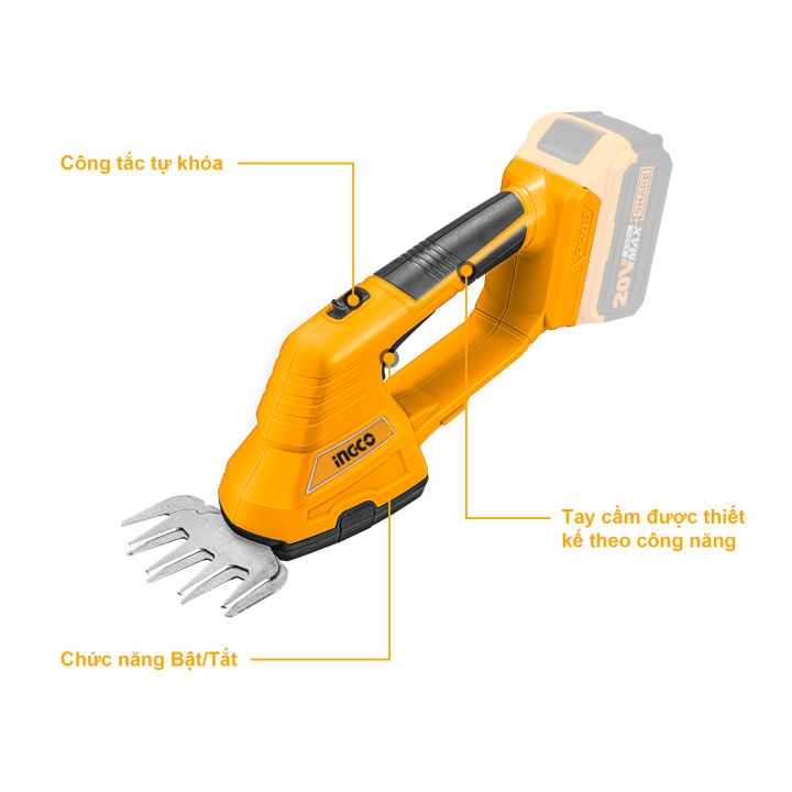 Máy cắt tỉa hàng rào dùng pin 20V INGCO CSTLI2001