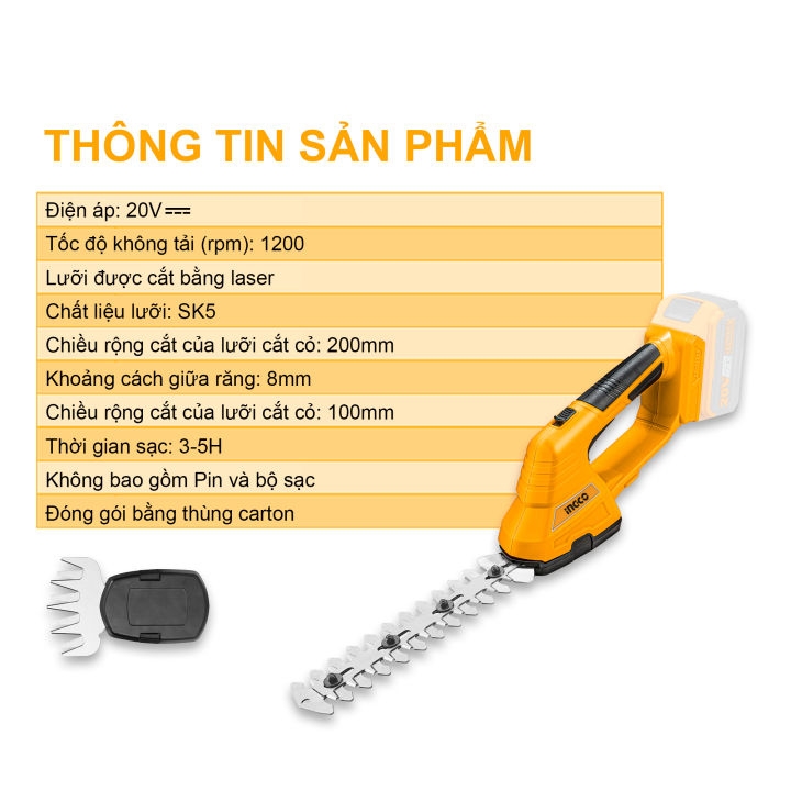 Máy cắt tỉa hàng rào dùng pin INGCO CSTLI2001 20V