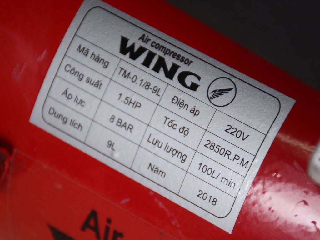 Máy Nén Khí Có Dầu Wing 1.5HP 9L TM-0.1/8-9L