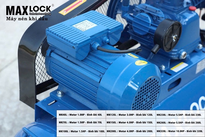 Máy nén khí dây đai MAXLOCK 4HP MK200L 200L