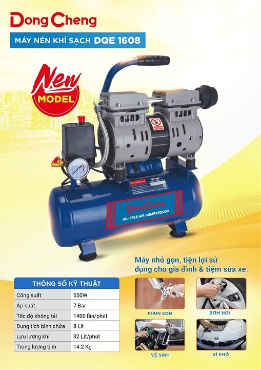 Máy nén khí sạch Dongcheng 550W 8L DQE1608