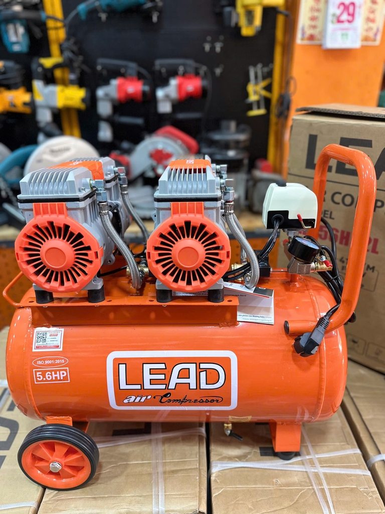 Máy nén khí không dầu LEAD 5.6HP 52L LE-56H52L lên hơi siêu nhanh