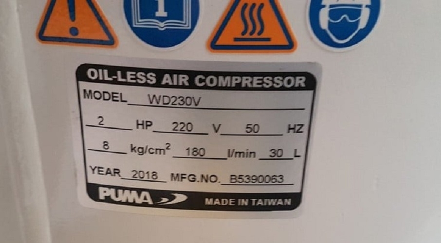 Máy Nén Khí Không Dầu Puma 2HP 30L WD230V