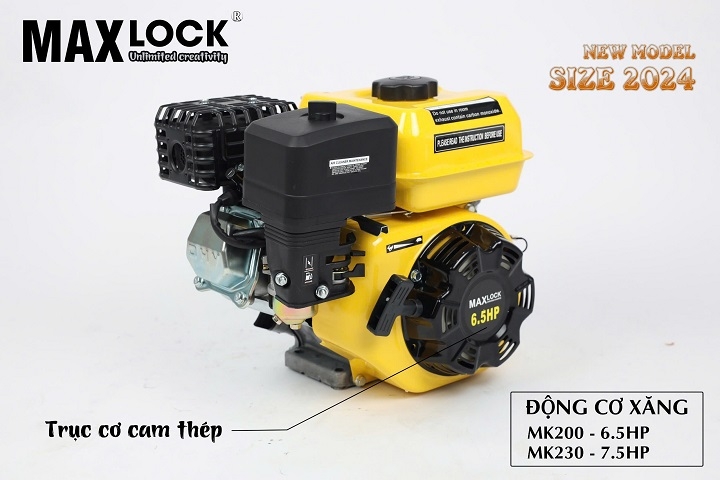 Máy nổ chạy xăng MAXLOCK 7.5HP MK230L tua chậm