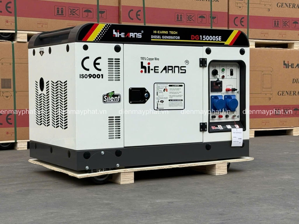 Máy phát điện chạy dầu chống ồn HI-EARNS 10KW DG15000SE