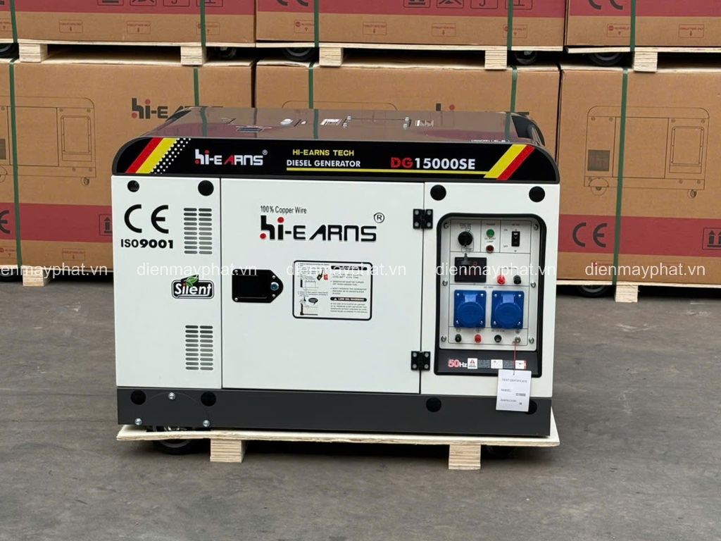 Máy phát điện chạy dầu chống ồn HI-EARNS 10KW DG15000SE