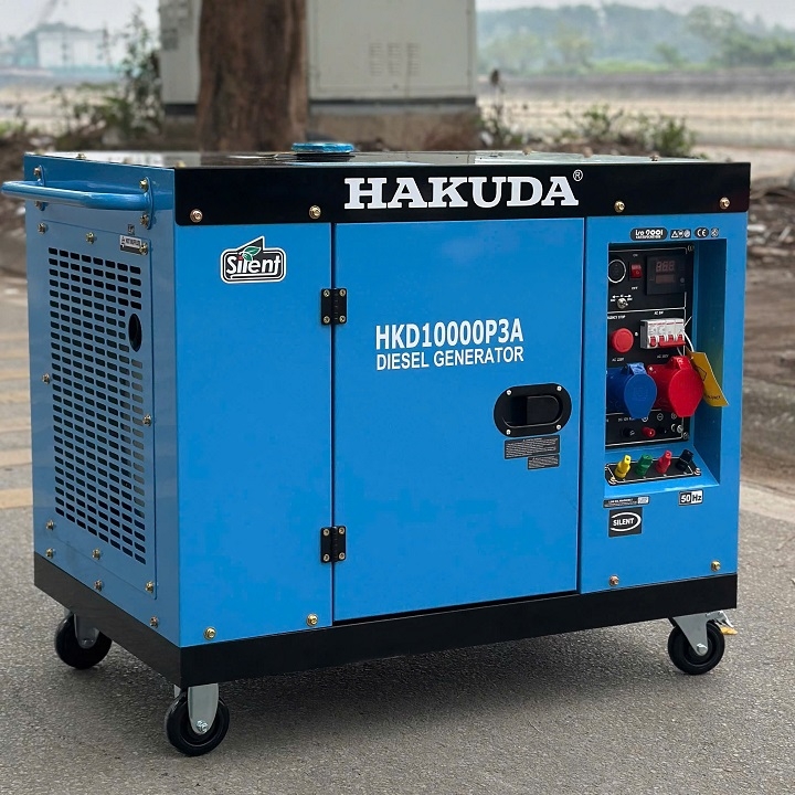 Máy phát điện chạy dầu HAKUDA 10KW HKD10000P3A tích hợp 1-3 pha