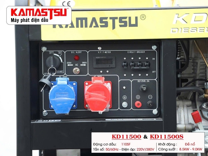Máy phát điện chạy dầu diesel 9KW KAMASTSU KD11500 đề