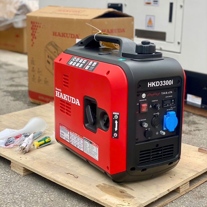 Máy phát điện chạy xăng inverter 3KW HAKUDA HKD3300i siêu cách âm