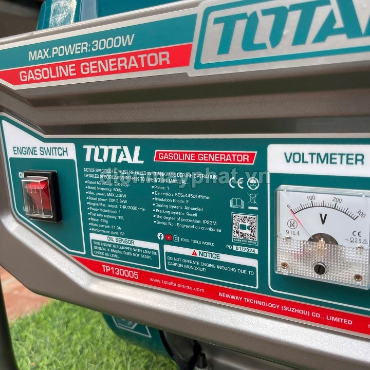 Máy phát điện chạy xăng TOTAL 3KW TP130005