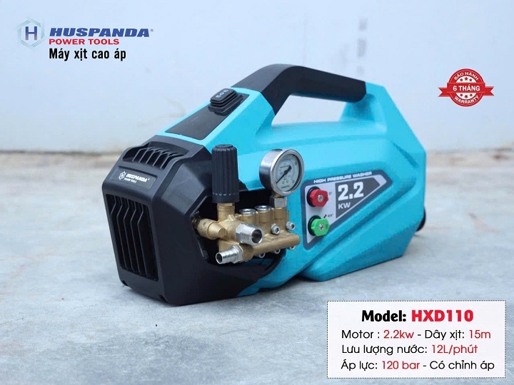 Máy rửa xe gia đình HUSPANDA 2200W HXD110 tay kéo
